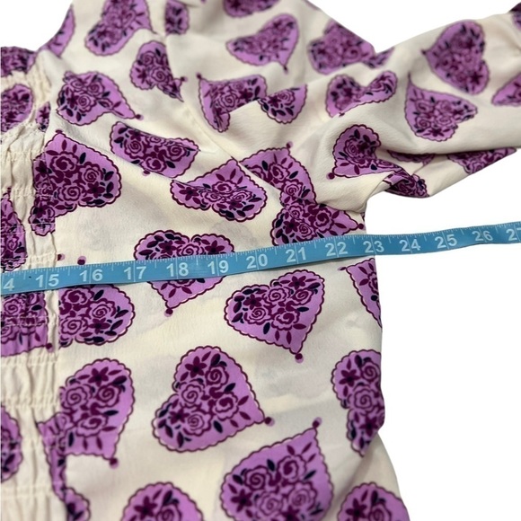 Celia Birtwell for Next Cream Pink/Purple Floral Heart Print Peasant Top Blouse - Picture 10 of 14